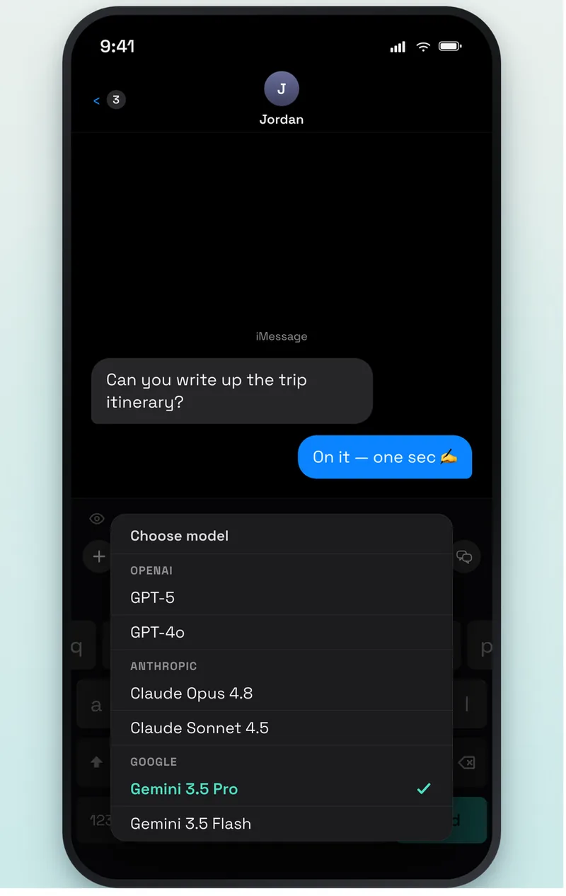 Composing a reply without switching apps.